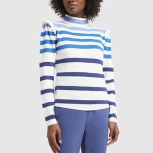 NEW Goop × Perfect Moment Striped Ruffle Sleeve Rainbow Wool Sweater XS